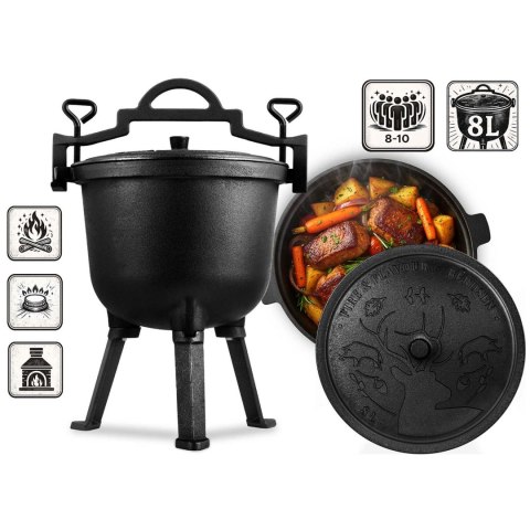 Kociołek Żeliwny 8L Garnek Myśliwski, Pieczonki Na Ognisko + Przepisy