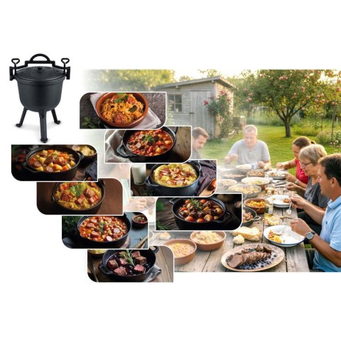 Kociołek Żeliwny 8L Garnek Myśliwski, Pieczonki Na Ognisko + Przepisy