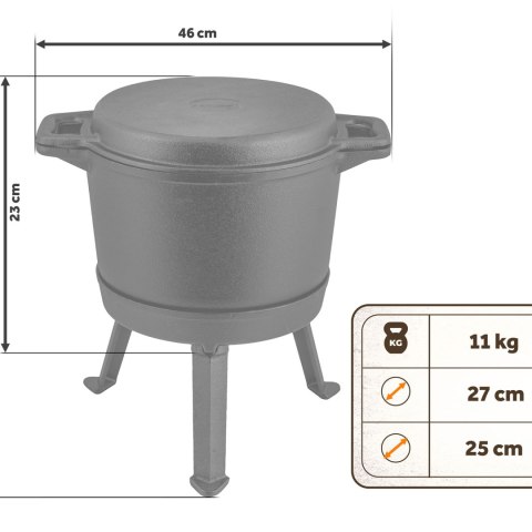 Kociołek żeliwny 8L garnek z patelnią grill na ognisko przepisy