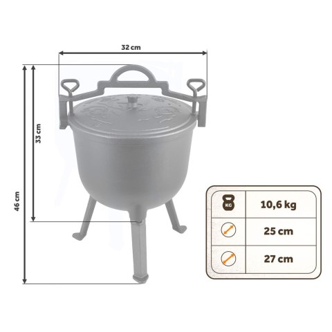 Kociołek żeliwny emaliowany 8L garnek na ognisko grill przepisy