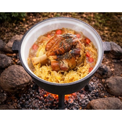 Kociołek żeliwny emaliowany 8L garnek na ognisko grill przepisy
