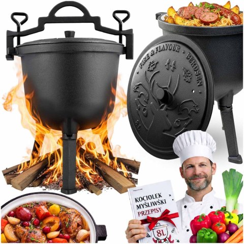 Kociołek żeliwny emaliowany 8L garnek na ognisko grill przepisy