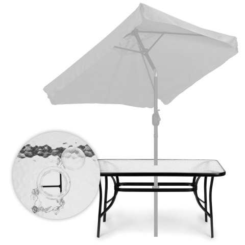 Duży Stół Ogrodowy 6-8 Osób 160x90 MultiGarden Szklany Hartowany Parasol