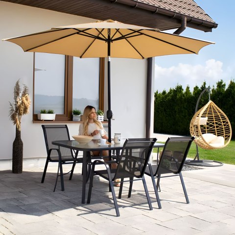 Duży Stół Ogrodowy 6-8 Osób 160x90 MultiGarden Szklany Hartowany Parasol