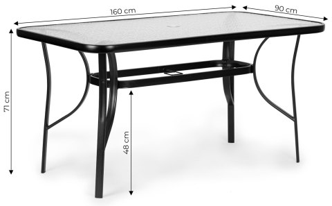 Duży Stół Ogrodowy 6-8 Osób 160x90 MultiGarden Szklany Hartowany Parasol