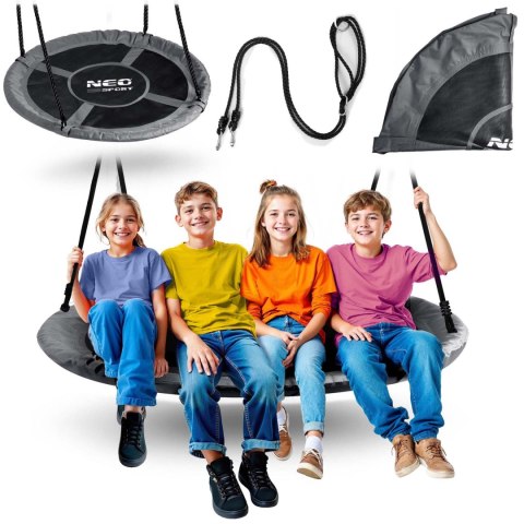 Huśtawka Bocianie Gniazdo 120 cm Neo-Sport Ogrodowa XXL 150 kg Szara