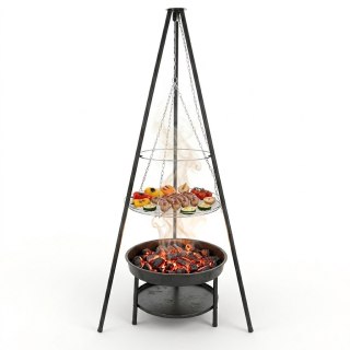 Grill Ogniskowy Trójnóg 50 cm Ruszt Wiszący Regulacja 2w1