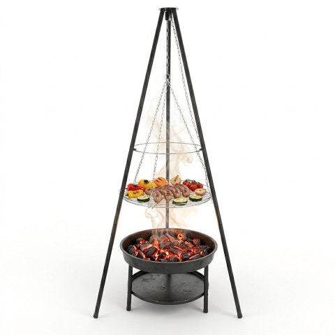 Grill Ogniskowy Trójnóg 50 cm Ruszt Wiszący Regulacja 2w1