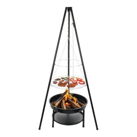 Grill Ogniskowy Trójnóg 50 cm Ruszt Wiszący Regulacja 2w1