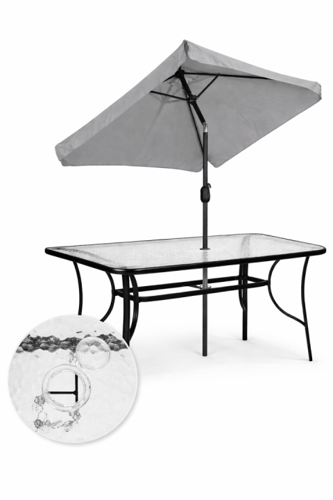 Duży Stół Ogrodowy 6-8 Osób 160x90 MultiGarden Szklany Hartowany Parasol