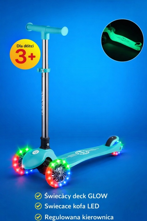 Hulajnoga Balansowa 3 Koła Ricokids Glow Koła LED Dla Dzieci 3+