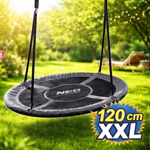 Huśtawka Bocianie Gniazdo 120 cm Neo-Sport Ogrodowa XXL 150 kg Szara