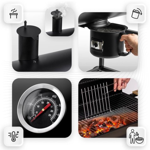 Grill Węglowy Beczkowy Berdsen XXL Komin Termometr Półki Popielnik