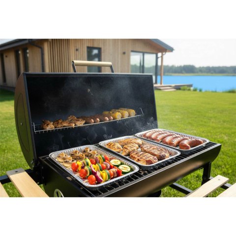 Grill Węglowy Beczkowy Berdsen XXL Komin Termometr Półki Popielnik