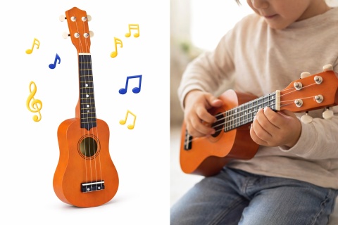 Ukulele Drewniane dla Dzieci ECOTOYS MF019E Gitara 4 Struny