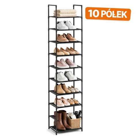Regał na Buty 10 Półek OSKAR Czarny Loft Stojak Organizer