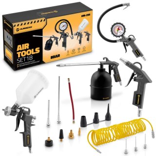 Zestaw Narzędzi Pneumatycznych 18w1 Humberg Do Kompresora Wąż Pistolety
