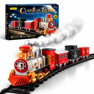 Duża Kolejka Elektryczna Pociąg na Torach Dźwięk Światło Dym