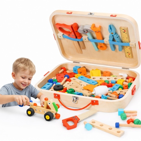 Zestaw Majsterkowicza XXL Drewniany Warsztat Skrzynka Narzędzia