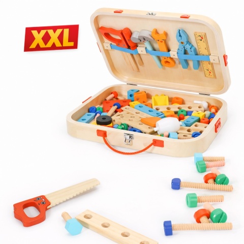 Zestaw Majsterkowicza XXL Drewniany Warsztat Skrzynka Narzędzia