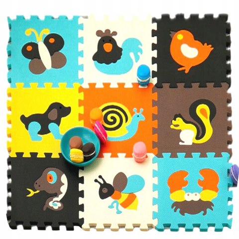 Grube Puzzle Piankowe EVA 9 Szt. Zwierzątka – Mata Edukacyjna dla Dzieci