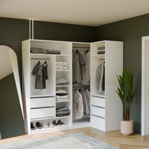 Garderoba modułowa OPENO biała 60x50x200 cm 3 szuflady drążek półka