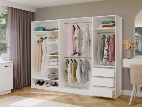 Garderoba modułowa OPENO biała 100x50x200 cm 6 półek drążek na ubrania