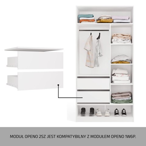 Moduł Szuflad OPENO 2 Szuflady Biały Dodatek do Garderoby 56,8 cm