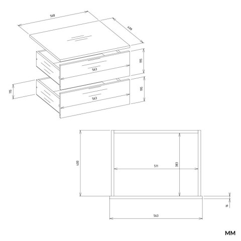 Moduł Szuflad OPENO 2 Szuflady Biały Dodatek do Garderoby 56,8 cm