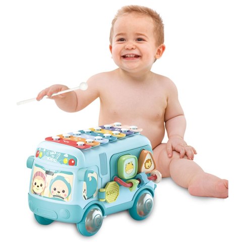 Interaktywny Autobus Z Sorterem, Cymbałkami I Grzechotkami – Zabawka Edukacyjna