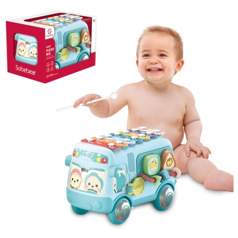 Interaktywny Autobus Z Sorterem, Cymbałkami I Grzechotkami – Zabawka Edukacyjna