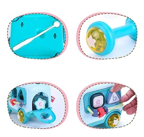 Interaktywny Autobus Z Sorterem, Cymbałkami I Grzechotkami – Zabawka Edukacyjna