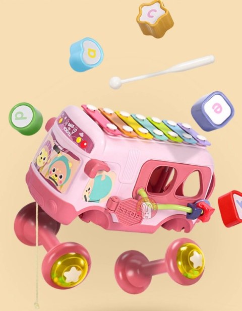 Interaktywny Autobus Z Sorterem, Cymbałkami I Grzechotkami – Zabawka Edukacyjna