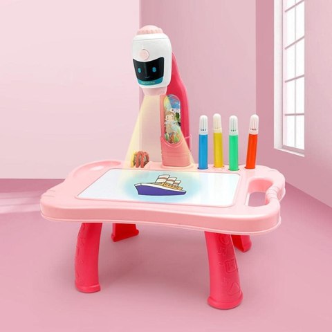 Edukacyjny projektor do rysowania dla dzieci – różowy robot 2w1 32 Wzory Edukacyjny projektor do rysowania dla dzieci – różowy robot 2w1 32 Wzory