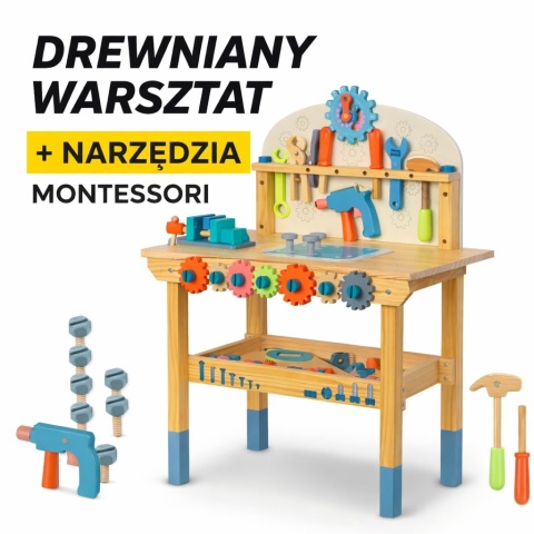 Drewniany Warsztat dla Dzieci RicoKids Stół Narzędzia Montessori