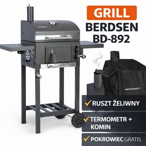 Grill Węglowy Berdsen BD-892 Żeliwny Ruszt Termometr Pokrowiec