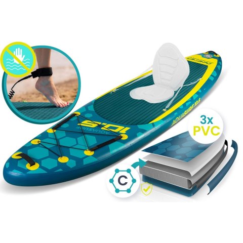 Deska SUP pompowana 320 x 84 x 15 cm Aquasurf paddle board zestaw 140 kg