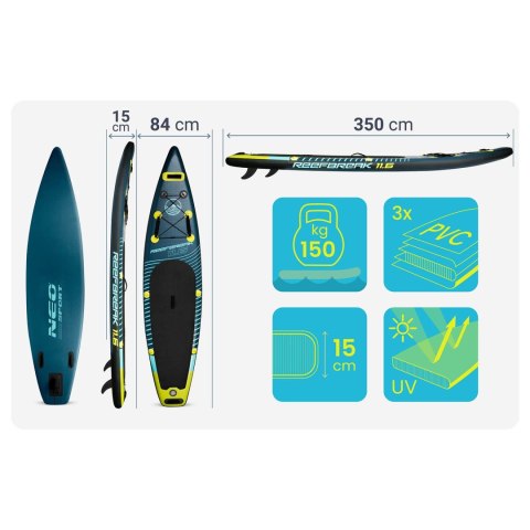 Deska SUP pompowana 350 x 81 x 15 cm Reefbreak paddle board zestaw 150 kg