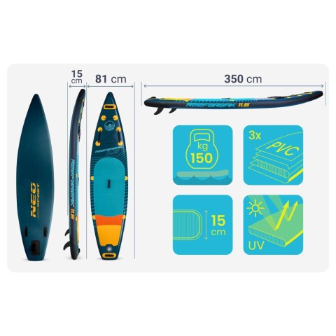 Deska SUP pompowana 350 x 81 x 15 cm Reefbreak paddle board 150 kg Neo