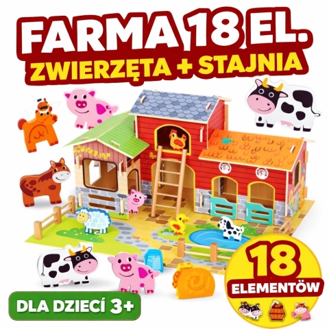 Farma WOOPIE GREEN 18el Zwierzęta Stajnia Stodoła Kurnik Edukacyjna