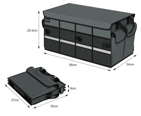 Organizer Do Bagażnika 64L Bauerkraft Torba Samochodowa Szara