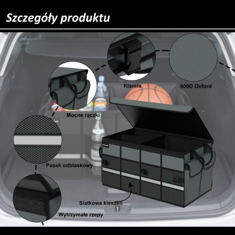Organizer Do Bagażnika 64L Bauerkraft Torba Samochodowa Szara