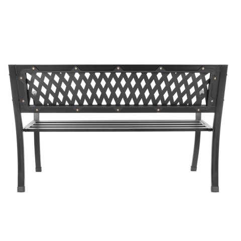 Ławka Ogrodowa 125 cm Czarna Metalowa Ażurowa z Oparciem