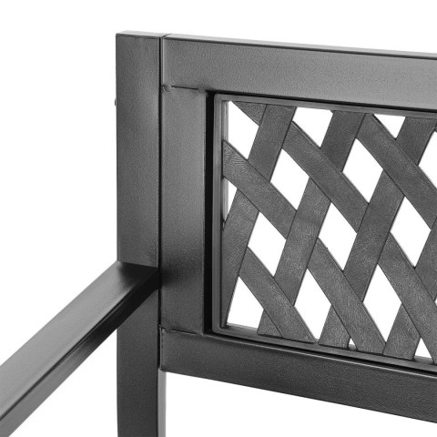 Ławka Ogrodowa 125 cm Czarna Metalowa Ażurowa z Oparciem