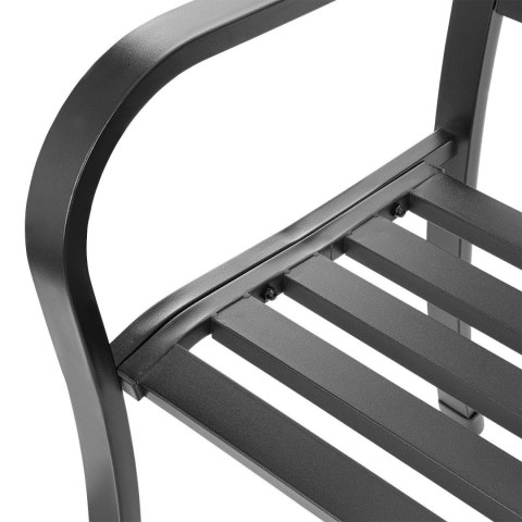 Ławka Ogrodowa 125 cm Czarna Metalowa Ażurowa z Oparciem