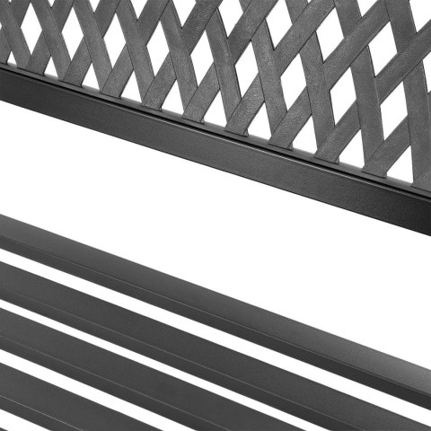 Ławka Ogrodowa 125 cm Czarna Metalowa Ażurowa z Oparciem