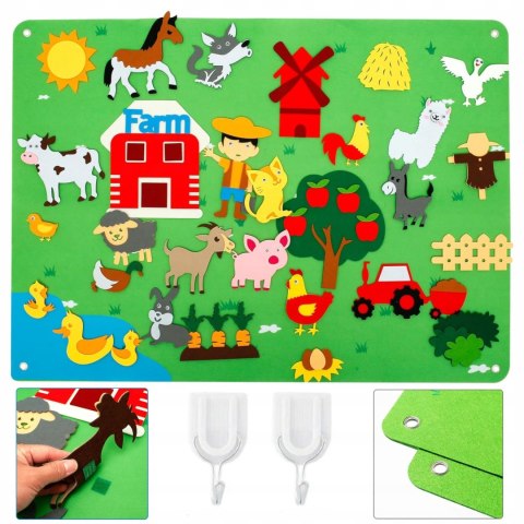 Zestaw Kreatywny Filcowa Tablica Farma 101x75 cm Z Rzepami Dla Dzieci