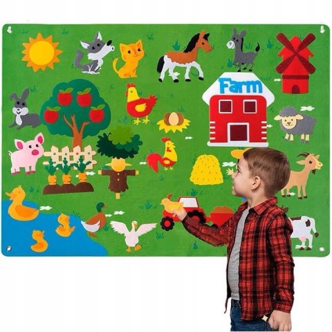 Zestaw Kreatywny Filcowa Tablica Farma 101x75 cm Z Rzepami Dla Dzieci
