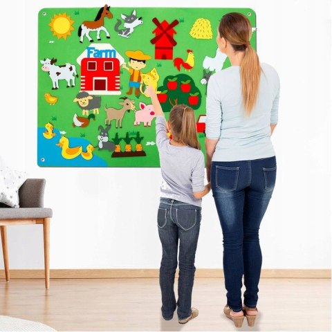 Zestaw Kreatywny Filcowa Tablica Farma 101x75 cm Z Rzepami Dla Dzieci