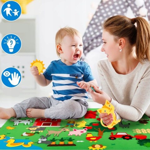 Zestaw Kreatywny Filcowa Tablica Farma 101x75 cm Z Rzepami Dla Dzieci
